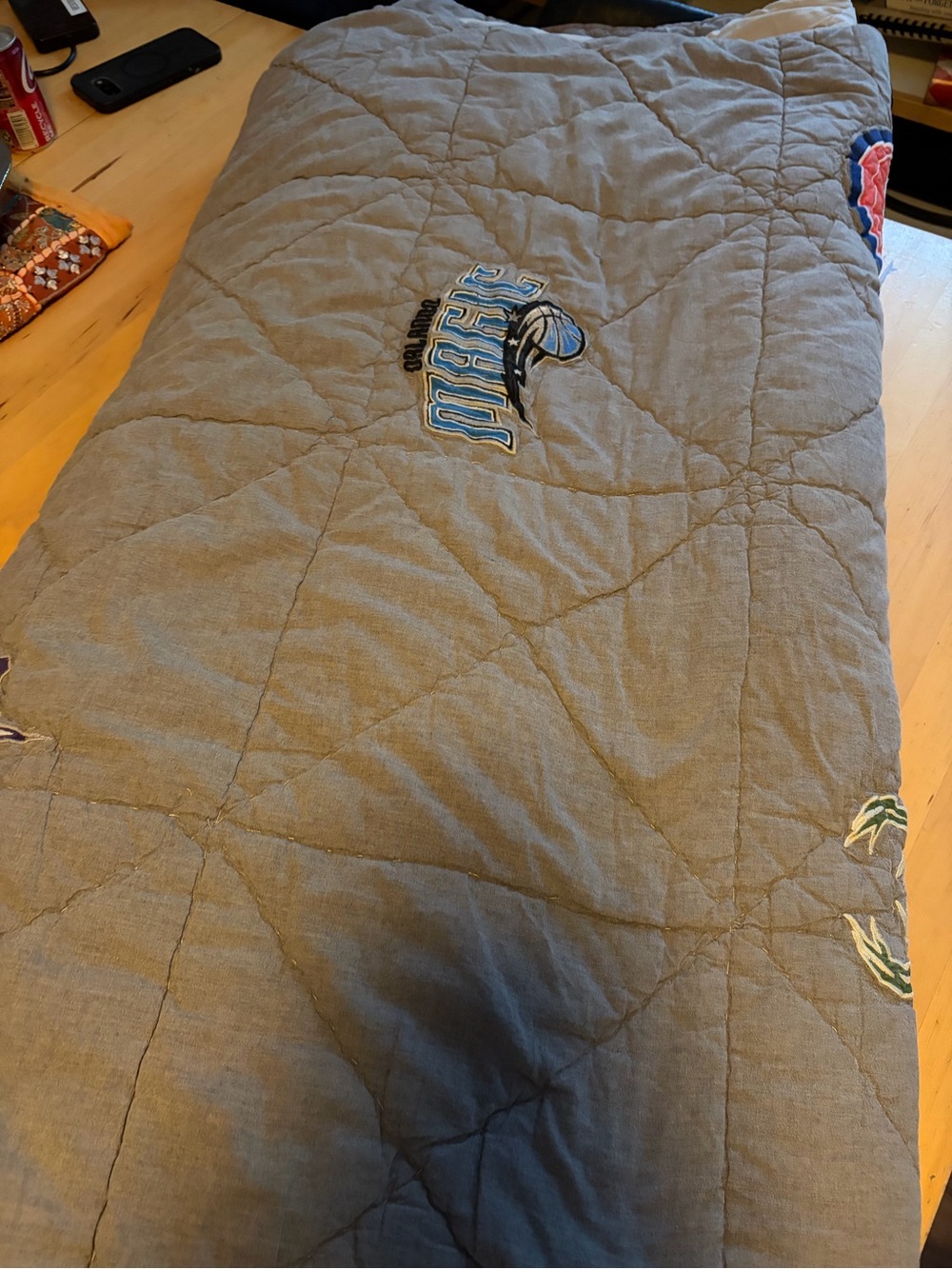 NBA Kids Gray Quilt Full size with sheets Pottery Barn Teen